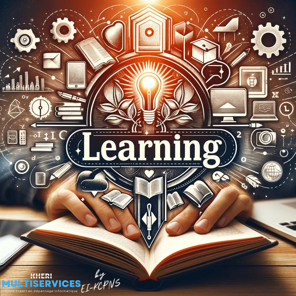 Concept d'apprentissage en ligne avec livres et appareils numériques